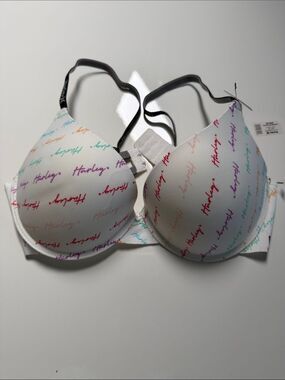 Hurley White Bra with Multicolor Script Logo